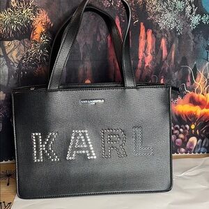 Karl Lagerfeld Black Studded Tote